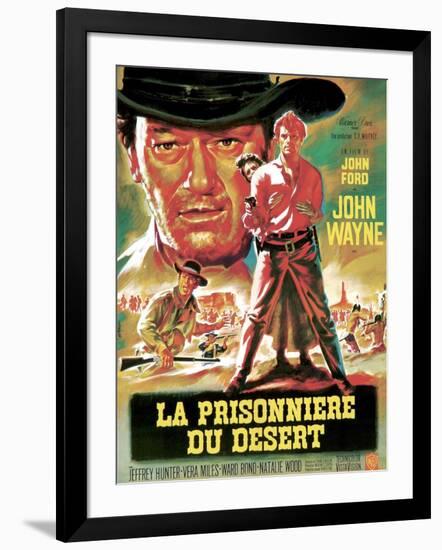 The Searchers, from Left, Ward Bond, John Wayne, Natalie Wood, Jeffrey Hunter, 1956-null-Framed Art Print