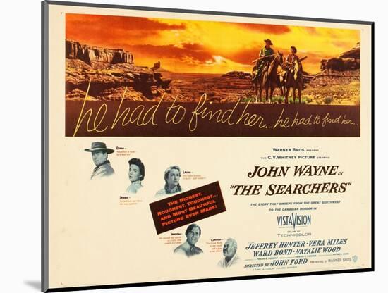 THE SEARCHERS, John Wayne, Natalie Wood, Vera Miles, Jeffrey Hunter, Ward Bond, 1956-null-Mounted Art Print