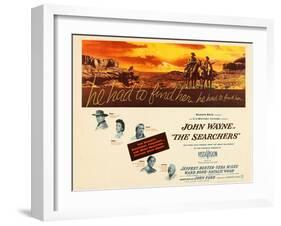 THE SEARCHERS, John Wayne, Natalie Wood, Vera Miles, Jeffrey Hunter, Ward Bond, 1956-null-Framed Art Print