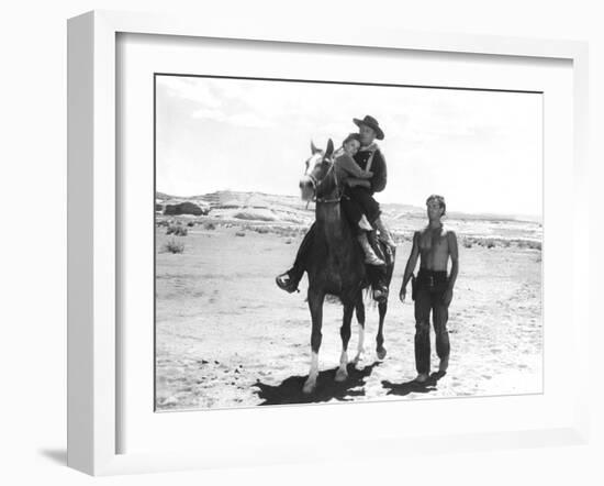 The Searchers, Natalie Wood, John Wayne, Jeffrey Hunter, 1956-null-Framed Photo