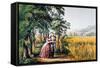 The Season Of Love-Currier & Ives-Framed Stretched Canvas