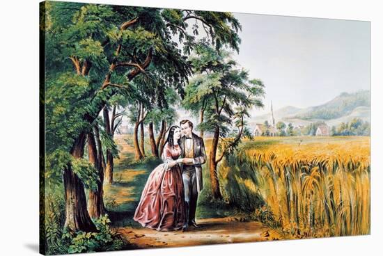 The Season Of Love-Currier & Ives-Stretched Canvas