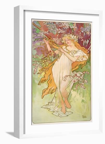 The Seasons: Spring, 1896-Alphonse Mucha-Framed Giclee Print