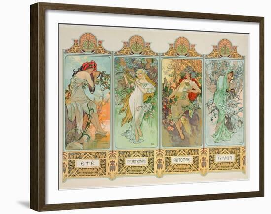 The Seasons: Variant 3-Alphonse Mucha-Framed Giclee Print