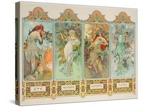 The Seasons: Variant 3-Alphonse Mucha-Stretched Canvas