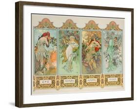 The Seasons: Variant 3-Alphonse Mucha-Framed Premium Giclee Print