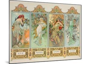 The Seasons: Variant 3-Alphonse Mucha-Mounted Premium Giclee Print