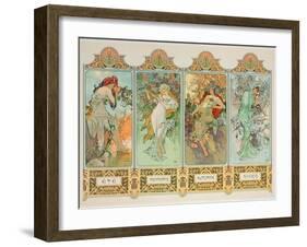 The Seasons: Variant 3-Alphonse Mucha-Framed Giclee Print