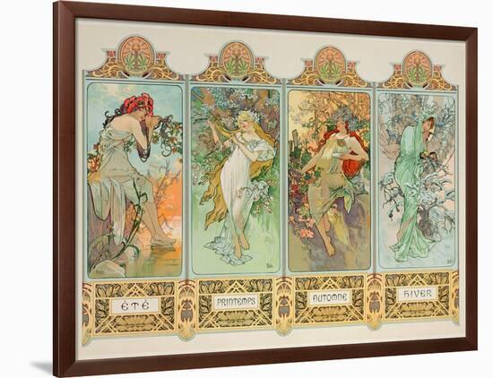 The Seasons: Variant 3-Alphonse Mucha-Framed Giclee Print