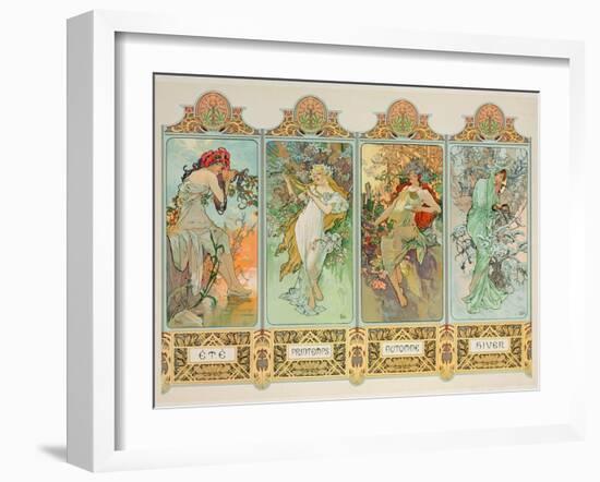 The Seasons: Variant 3-Alphonse Mucha-Framed Premium Giclee Print