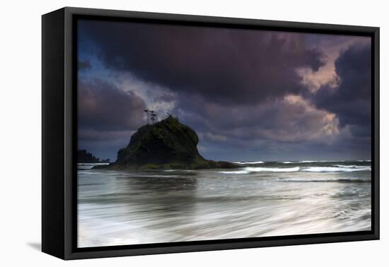 The Seastacks Along Second Beach Are Silhouetted At Sunset In Olympic National Park, Washington-Jay Goodrich-Framed Stretched Canvas