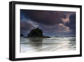 The Seastacks Along Second Beach Are Silhouetted At Sunset In Olympic National Park, Washington-Jay Goodrich-Framed Photographic Print