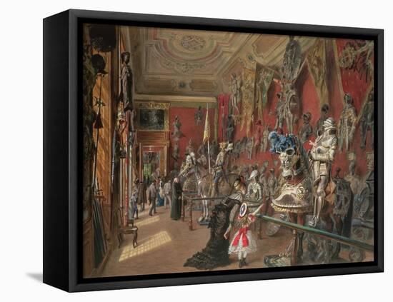 The Second Armoury Room in the Ambraser Gallery of the Lower Belvedere, 1875 (W/C)-Carl Goebel-Framed Stretched Canvas