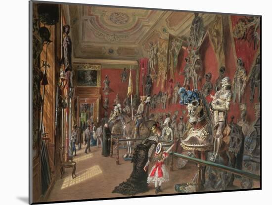 The Second Armoury Room in the Ambraser Gallery of the Lower Belvedere, 1875 (W/C)-Carl Goebel-Mounted Giclee Print