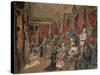 The Second Armoury Room in the Ambraser Gallery of the Lower Belvedere, 1875 (W/C)-Carl Goebel-Stretched Canvas