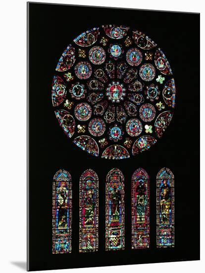 The Second Coming of Christ; Rose Window from the South Transept of Chartres Cathedral-null-Mounted Giclee Print