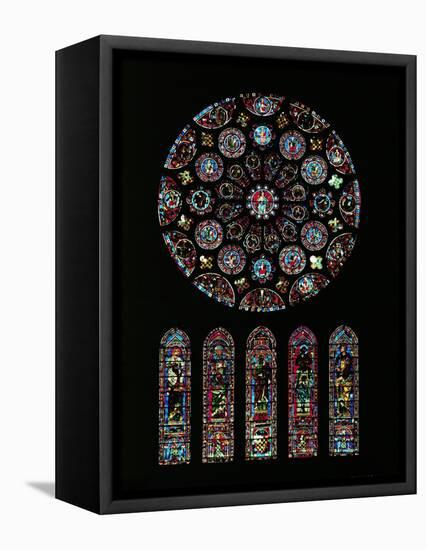 The Second Coming of Christ; Rose Window from the South Transept of Chartres Cathedral-null-Framed Stretched Canvas