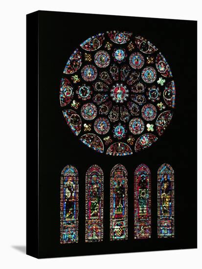 The Second Coming of Christ; Rose Window from the South Transept of Chartres Cathedral-null-Stretched Canvas