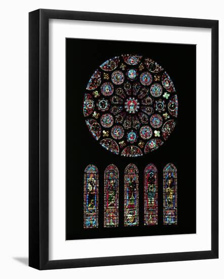 The Second Coming of Christ; Rose Window from the South Transept of Chartres Cathedral-null-Framed Giclee Print