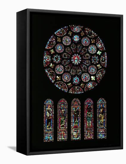 The Second Coming of Christ; Rose Window from the South Transept of Chartres Cathedral-null-Framed Stretched Canvas