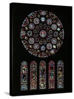 The Second Coming of Christ; Rose Window from the South Transept of Chartres Cathedral-null-Stretched Canvas