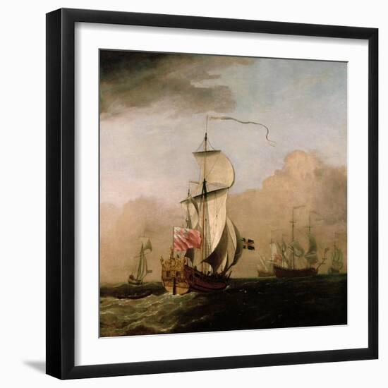 The Second Duke of Albemarle's Ketch with a Yacht-Willem Van De Velde The Younger-Framed Giclee Print