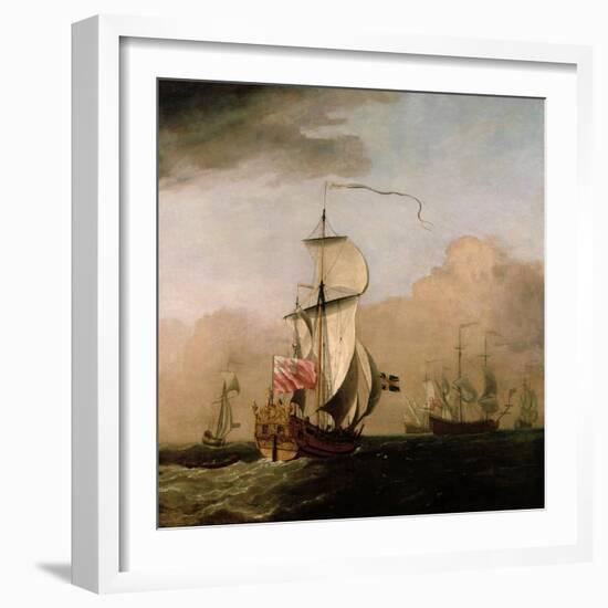 The Second Duke of Albemarle's Ketch with a Yacht-Willem Van De Velde The Younger-Framed Giclee Print