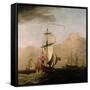 The Second Duke of Albemarle's Ketch with a Yacht-Willem Van De Velde The Younger-Framed Stretched Canvas