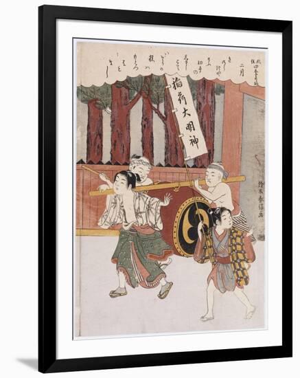 The Second Month' from the Series 'Customs of Poets in the Four Seasons'-Suzuki Harunobu-Framed Giclee Print