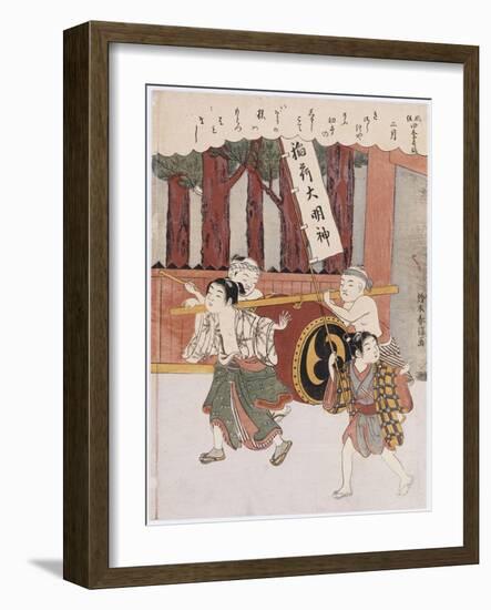 The Second Month' from the Series 'Customs of Poets in the Four Seasons'-Suzuki Harunobu-Framed Giclee Print