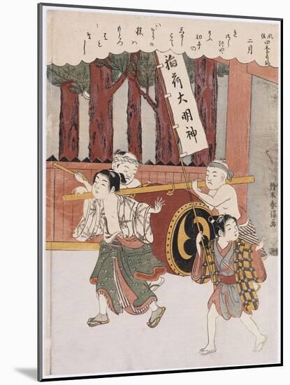 The Second Month' from the Series 'Customs of Poets in the Four Seasons'-Suzuki Harunobu-Mounted Giclee Print