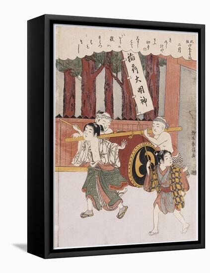 The Second Month' from the Series 'Customs of Poets in the Four Seasons'-Suzuki Harunobu-Framed Stretched Canvas