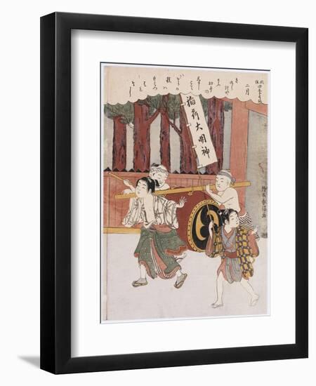 The Second Month' from the Series 'Customs of Poets in the Four Seasons'-Suzuki Harunobu-Framed Premium Giclee Print