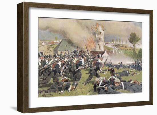 The Second Prussian Regiment Attacks at Plancenoit-null-Framed Art Print