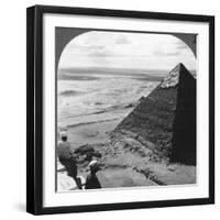 The Second Pyramid, Showing Part of the Original Covering, Egypt, 1905-Underwood & Underwood-Framed Photographic Print