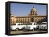 The Secretariats, Rashtrapati Bhavan, with White Official Ambassador Cars with Secretatriat, India-Eitan Simanor-Framed Stretched Canvas