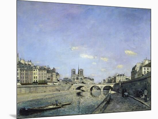 The Seine and Notre, Dame in Paris, c.1864-Johan-Barthold Jongkind-Mounted Giclee Print