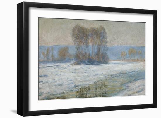 The Seine at Bennecourt, Winter-Claude Monet-Framed Giclee Print