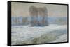 The Seine at Bennecourt, Winter-Claude Monet-Framed Stretched Canvas