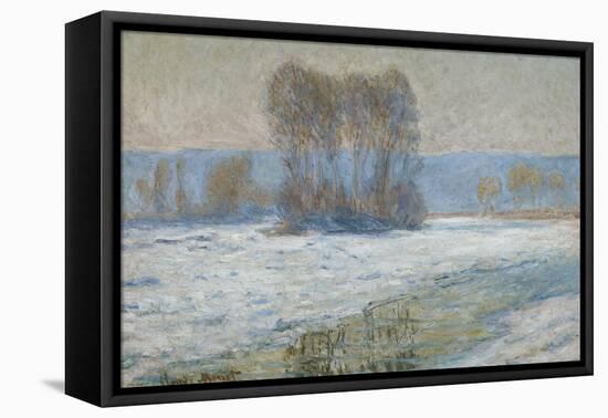 The Seine at Bennecourt, Winter-Claude Monet-Framed Stretched Canvas