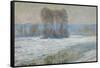 The Seine at Bennecourt, Winter-Claude Monet-Framed Stretched Canvas