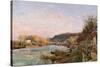 The Seine at Bougival, 1870-Camille Pissarro-Stretched Canvas