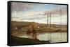 The Seine at Bougival, circa 1851-Gustave Courbet-Framed Stretched Canvas