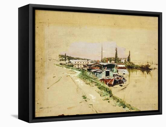 The Seine at Bougival-Giovanni Boldini-Framed Stretched Canvas
