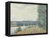 The Seine at Bouille, a Gust of Wind, 1894-Alfred Sisley-Framed Stretched Canvas