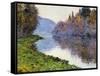 The Seine at Jenfosse, 1884-Claude Monet-Framed Stretched Canvas