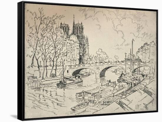 The Seine at Notre Dame, 1915-Lester George Hornby-Framed Stretched Canvas
