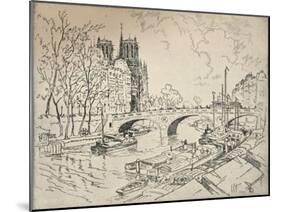 The Seine at Notre Dame, 1915-Lester George Hornby-Mounted Giclee Print