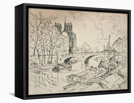 The Seine at Notre Dame, 1915-Lester George Hornby-Framed Stretched Canvas