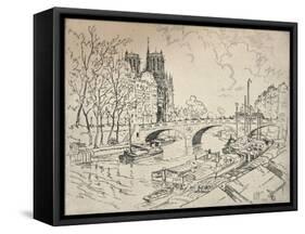 The Seine at Notre Dame, 1915-Lester George Hornby-Framed Stretched Canvas